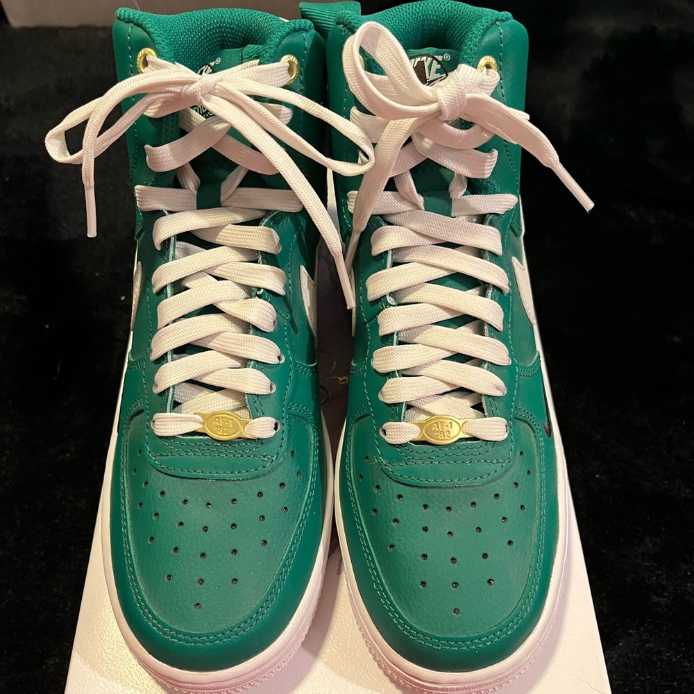 Green and White High-Top Sneakers